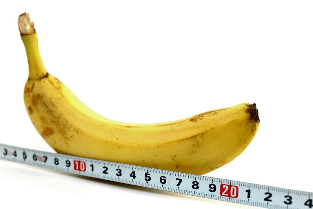D'Gréisst vum Penis um Beispill vun enger Banann